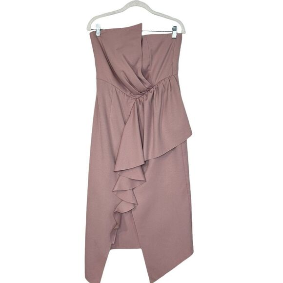 Elliatt Reception Strapless Ruffle Midi Dress in Iris| Size L - Picture 6 of 11